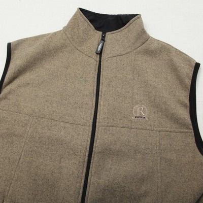 Straight Down Vest Mens Large Beige Full Zip Roxiticus Golf Club Logo Lined