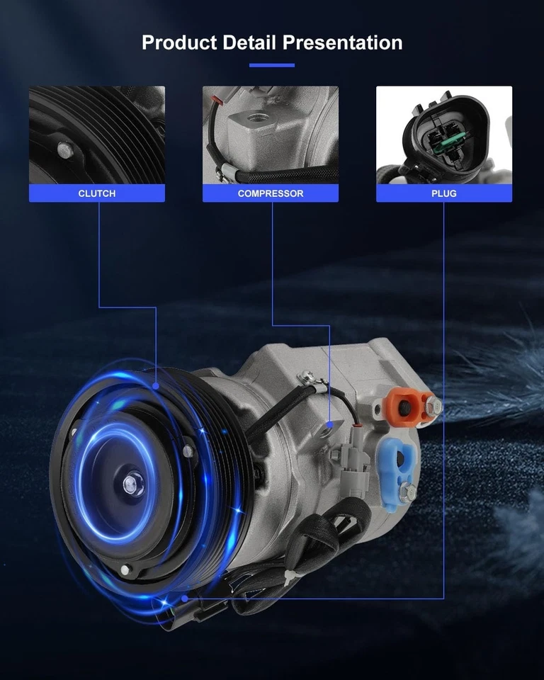 Compresor de aire acondicionado con embrague para Mitsubishi Montero 2000-2006 3,5 L 3,8 L Foto 2 de 4