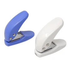 Honbay 2PCS Cute Mini Type 1-Hole Punch, White and Blue, 6mm white blue 