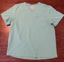 FIGS Scrub Top Medium Turquoise Pocket V Neck Technical Collection Medical