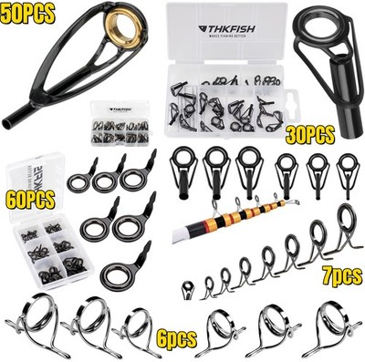 60/30/50 PCS Fishing Rod Tip Repair Kit Stainless Steel Ceramic Ring Guide Tips