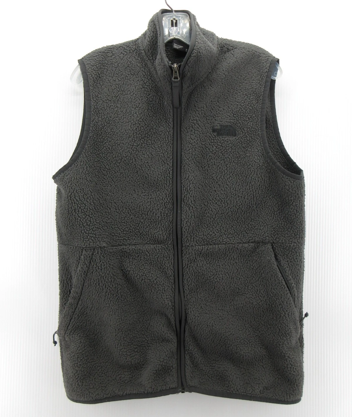 The North Face Vest Men Medium Gray Dunraven Sherpa Fleece Jacket Hiking Zip Up