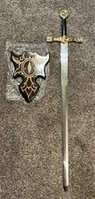 Large King Arthur Excaliber Sword w/Wall Plaque, 45  , Metal  Leather