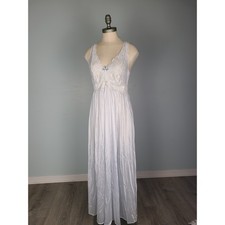 VTG Shadowline Babydoll Maxi Nightgown Lgt Blue Lacy Coquette Fairycore Y2K