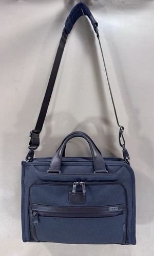 Preowned TUMI Alpha 3 Slim Deluxe Portfolio - Gray/Grey with Brown Leather $379