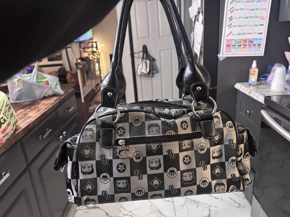 Bolso de hombro vintage edición limitada Betty Boop estampado a cuadros Foto 2 de 4