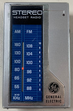 Tested Works Vintage GE 7-1625 Stereo Headset Radio Silver General Electric