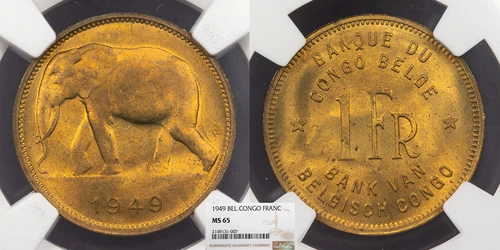 BELGIAN CONGO Leopold III 1949 Franc NGC MS-65