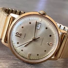1967 Timex Marlin Date Men’s 34mm Vintage Watch Gold Tone 2124-2567 Dot Dash