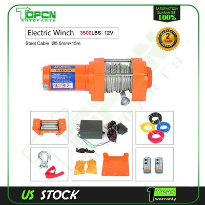 3500LBS Electric Winch 12V Steel Cable Truck Trailer Towing Off Road 4WD New