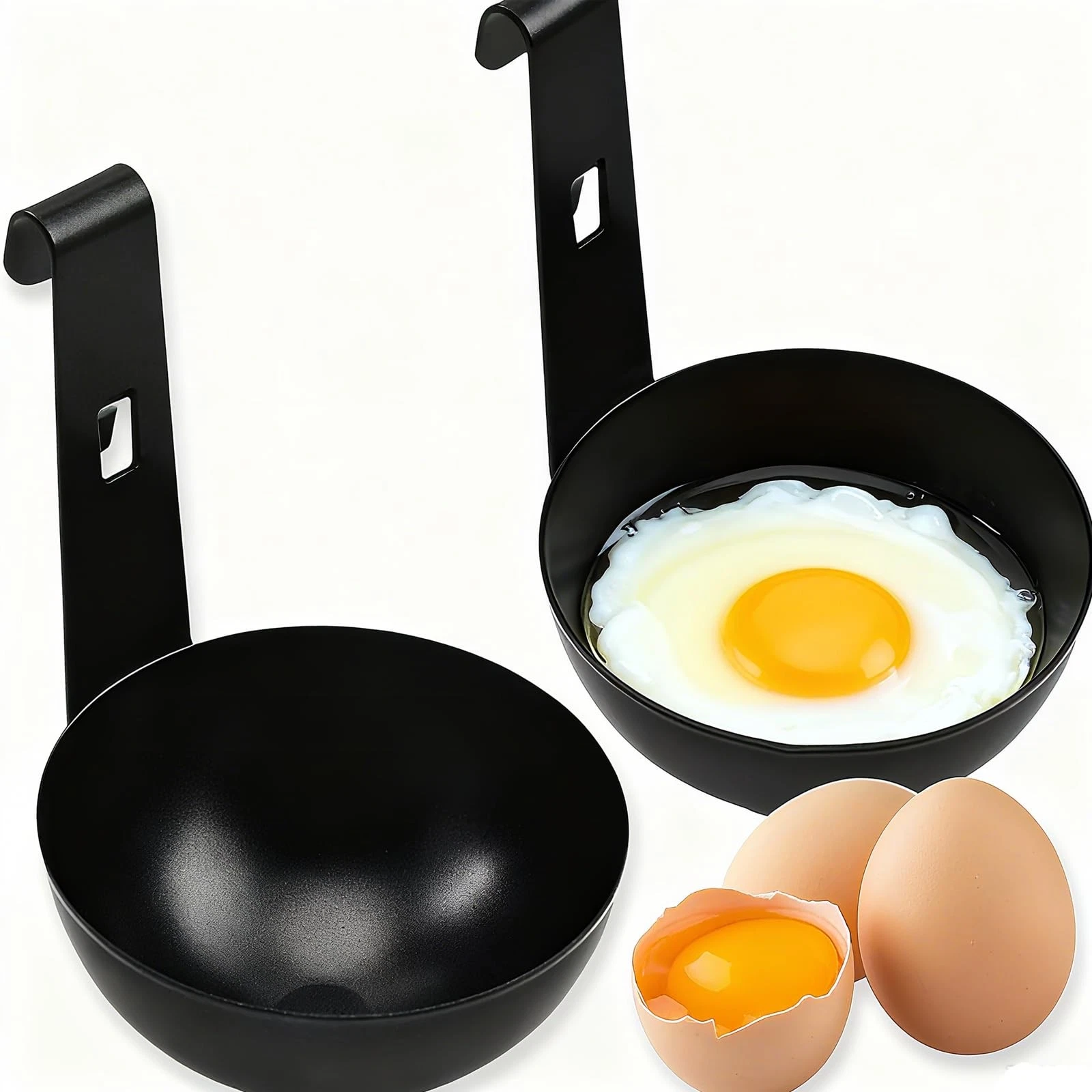 2-Piece Stainless Steel Egg Poacher Set – Nonstick Poached Egg Cups for Stove...