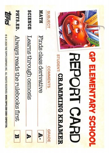 GARBAGE PAIL KIDS 2020 TARDE TO SCHOOL BORDO VERDE PARALLELO PICK-A-CARD GPK W@W - Foto 313 di 401