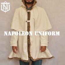 Newly Unisex Halloween Event Custom Made Off White Fur Wool Inverness Frock Cape