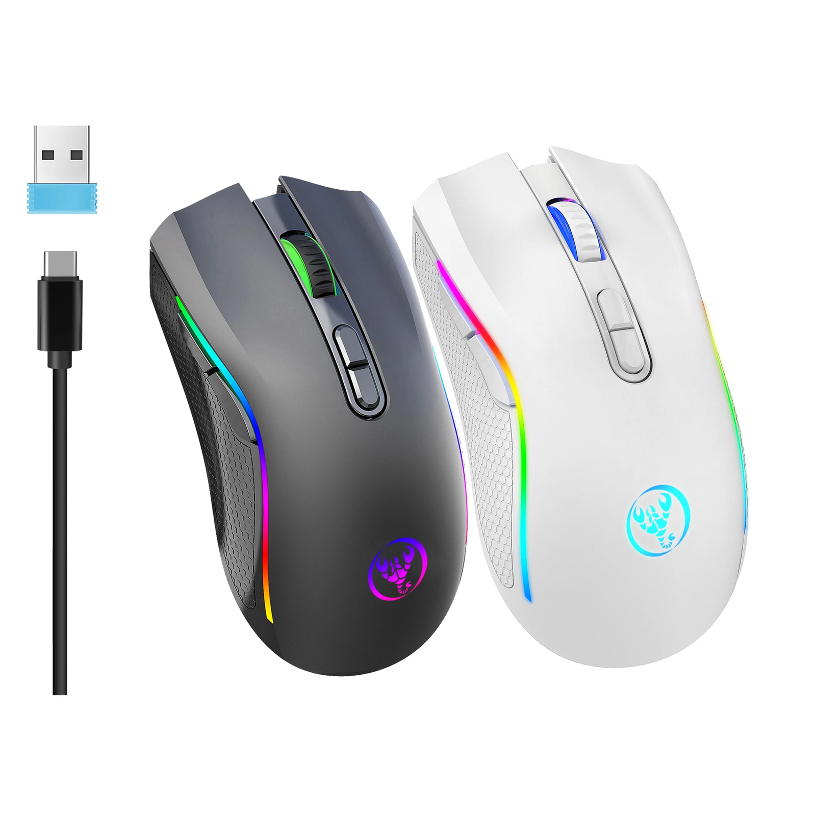 Rechargeable 2.4G Wireless RGB Ergonomic Gaming Mouse for Laptop PC