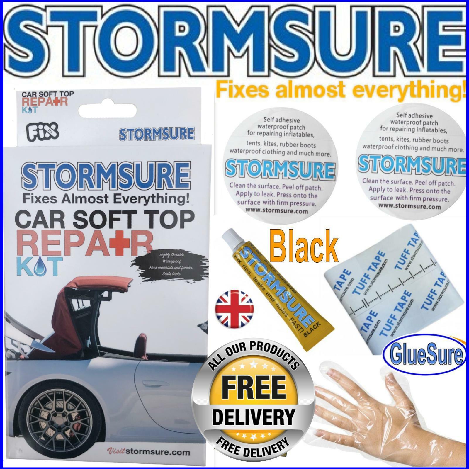 Black Soft Top Car Roof Convertible Repair Kit Includes Glue & Patches