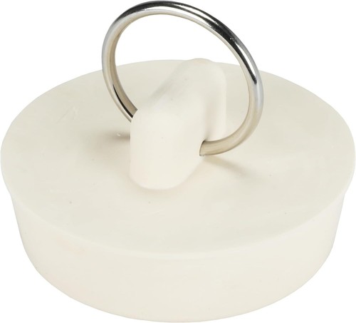 1-1/2 inch Rubber Drain Stopper, White, Carded, 80227