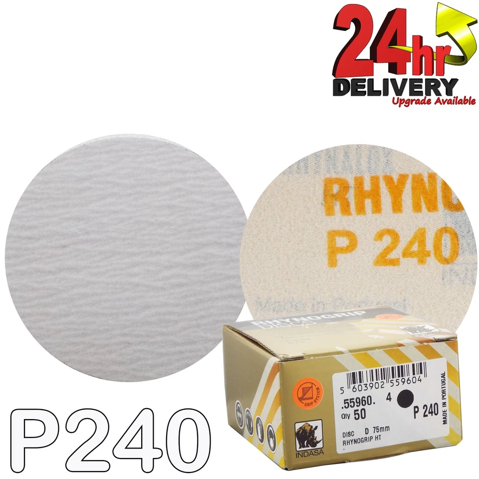Indasa Rhynogrip HT Line 75mm 3" Sanding Discs P240 Box of 50 Grip System
