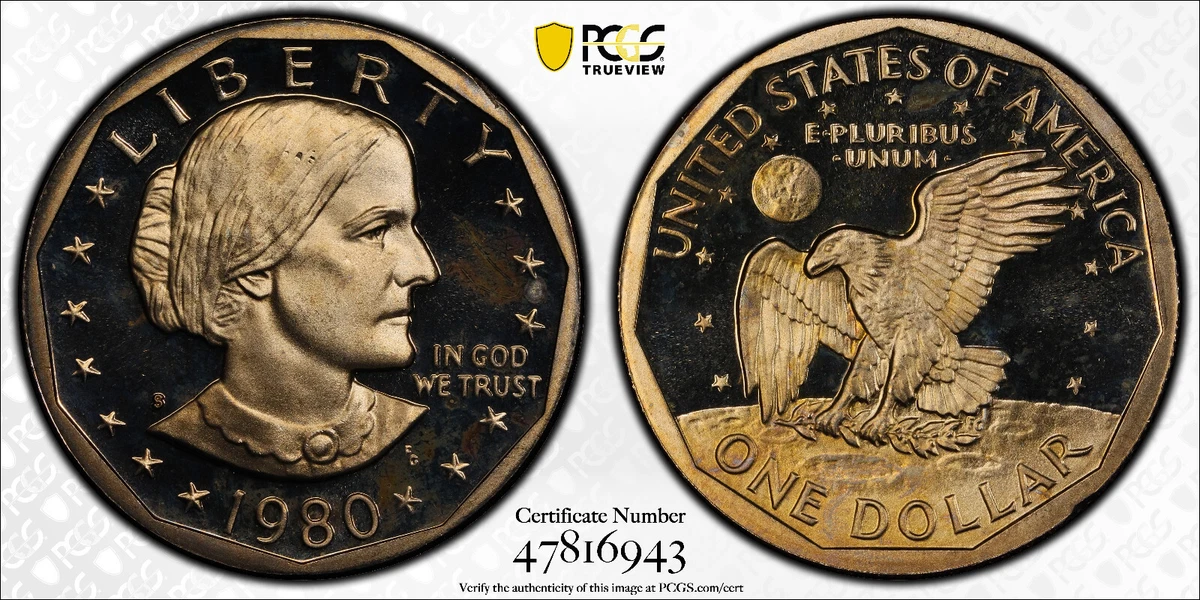 1999年Susan B.AnthonyDollar ANACSPR70DCAM Susan B Anthony Dollar 1999-P Proof - Golden Eagle Coins