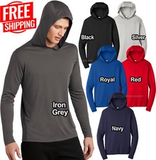 Mens Long Sleeve Hoodie T-Shirt Lightweight Moisture Wicking Exercise XS-4XL NEW