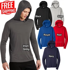 Mens Long Sleeve Hoodie T-Shirt Lightweight Moisture Wicking Exercise XS-4XL NEW