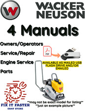 WACKER NEUSON DPU6555 VIBRATORY PLATE OPERATORS SERVICE PARTS ENGINE MANUAL USB