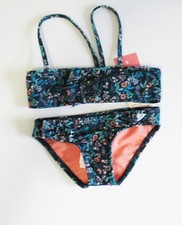 Roxy Girls Beach Bound Bandeau Set Dark Blue Sz 3 - NWT