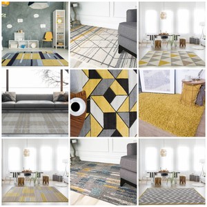Détails Sur Moderne Ocre Or Moutarde Populaire Tapis Pour Salon Doux Chaud Jaune Gris Afficher Le Titre Dorigine