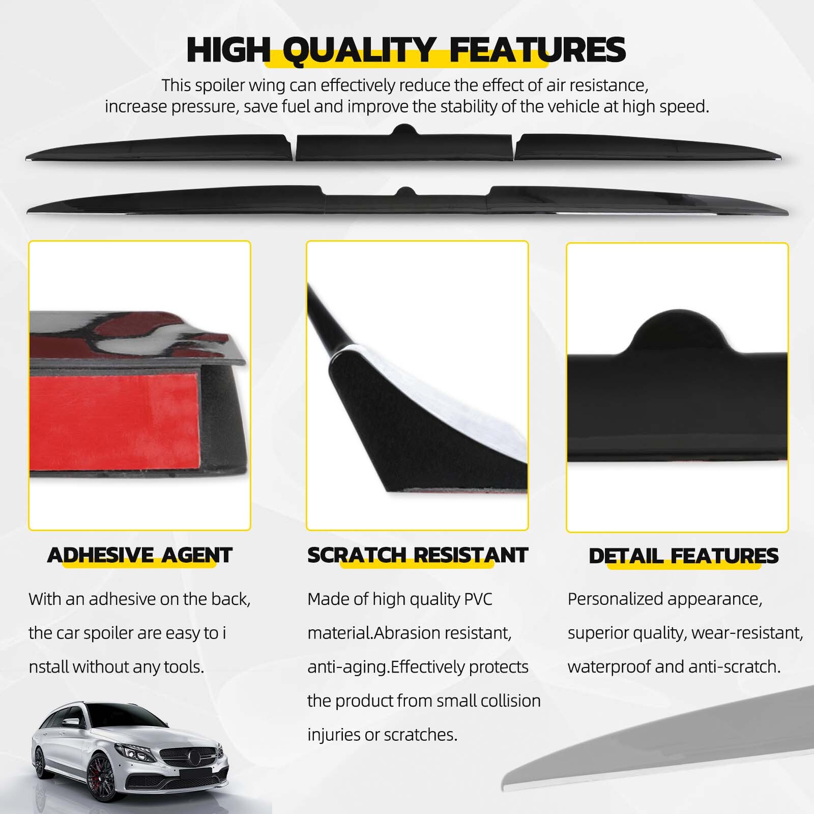 For Maserati GranTurismo Car Rear Roof Lip Spoiler Tail Trunk Wing+Rear Diffuser