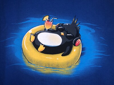 Woot Penguin On Innertube Floating Tshirt Size Medium