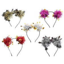 Girls Women Live Broadcast Hairband Tinsel Christmas Star Pompom Headband