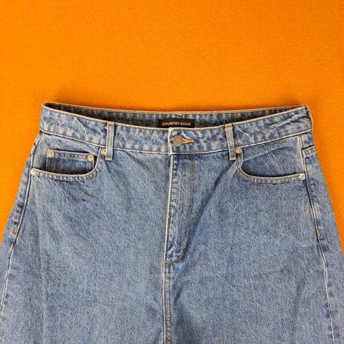 Country Road Jeans Womens Size 12 Blue High Rise Rigid Wide Leg Baggy Denim - Picture 3 of 16