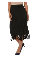 Antthony Jersey Knit Pull-On A-Line Midi Skirt Black