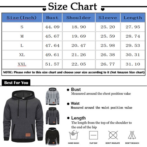 Mens Outdoor Hooded Long Sleeve Pullover Sports Color Block Drawstring Hoodies - Imagen 14 de 35