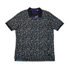 Robert Graham Polo Shirt Mens M Black Grey Diamond Print Classic Fit Cotton Golf