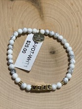 Little Words Project Vote White Stretch Bead Bracelet NEW Size Small