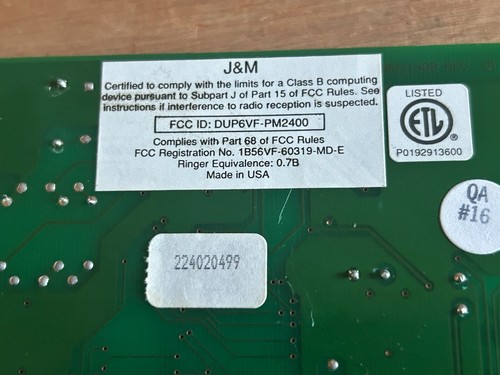 Etronics 2400 Internal Modem Half Card New Open Box USA Vintage Obsolete - Photo 10/21