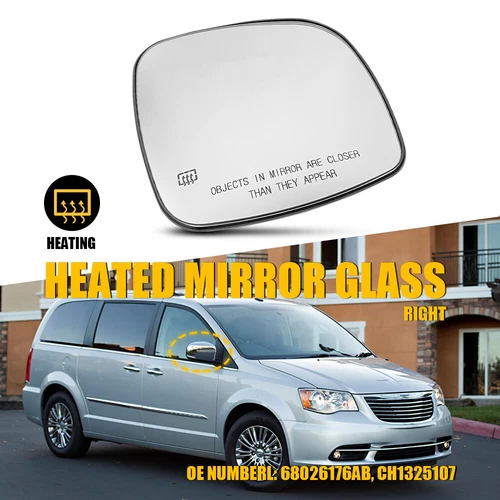 Passenger Right Side View Door Mirror Glass Heated For 08-16 Dodge Grand Caravan