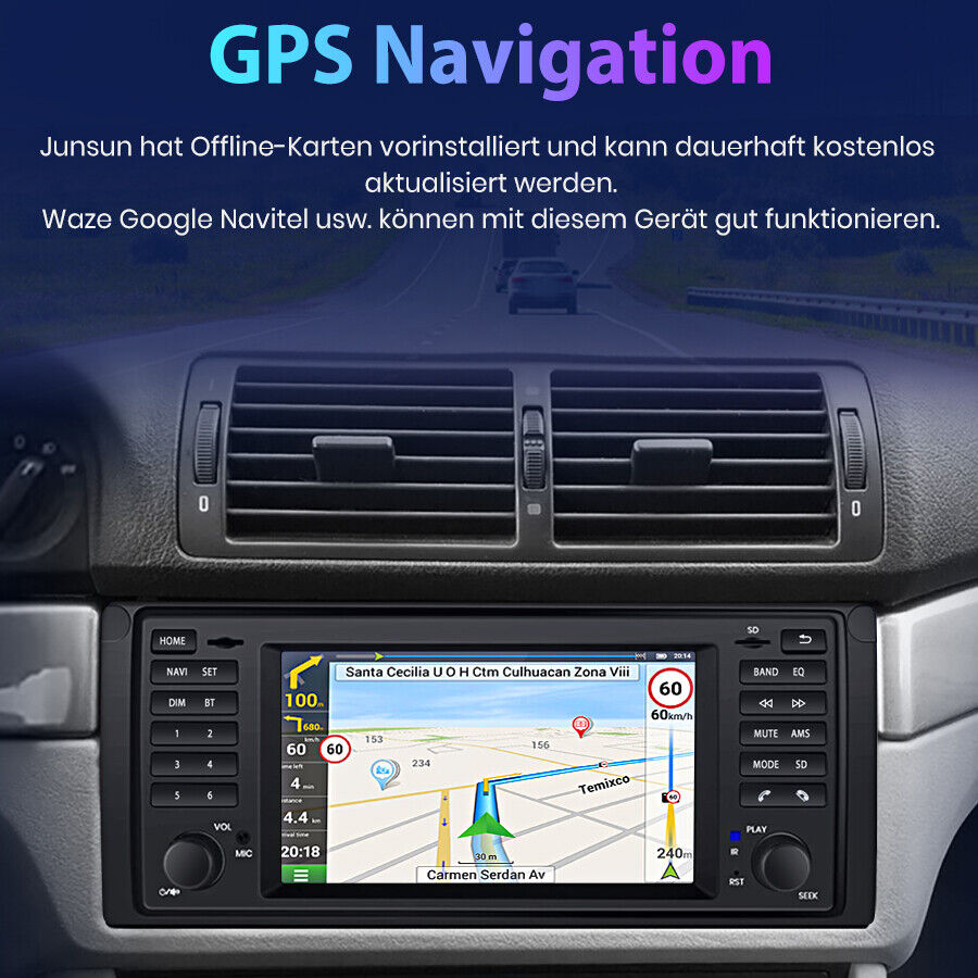 Für BMW 5er E39 M5 X5 E53 7 zoll HD Autoradio LED TFT RDS AUX SWC GPS CARPLAY BT