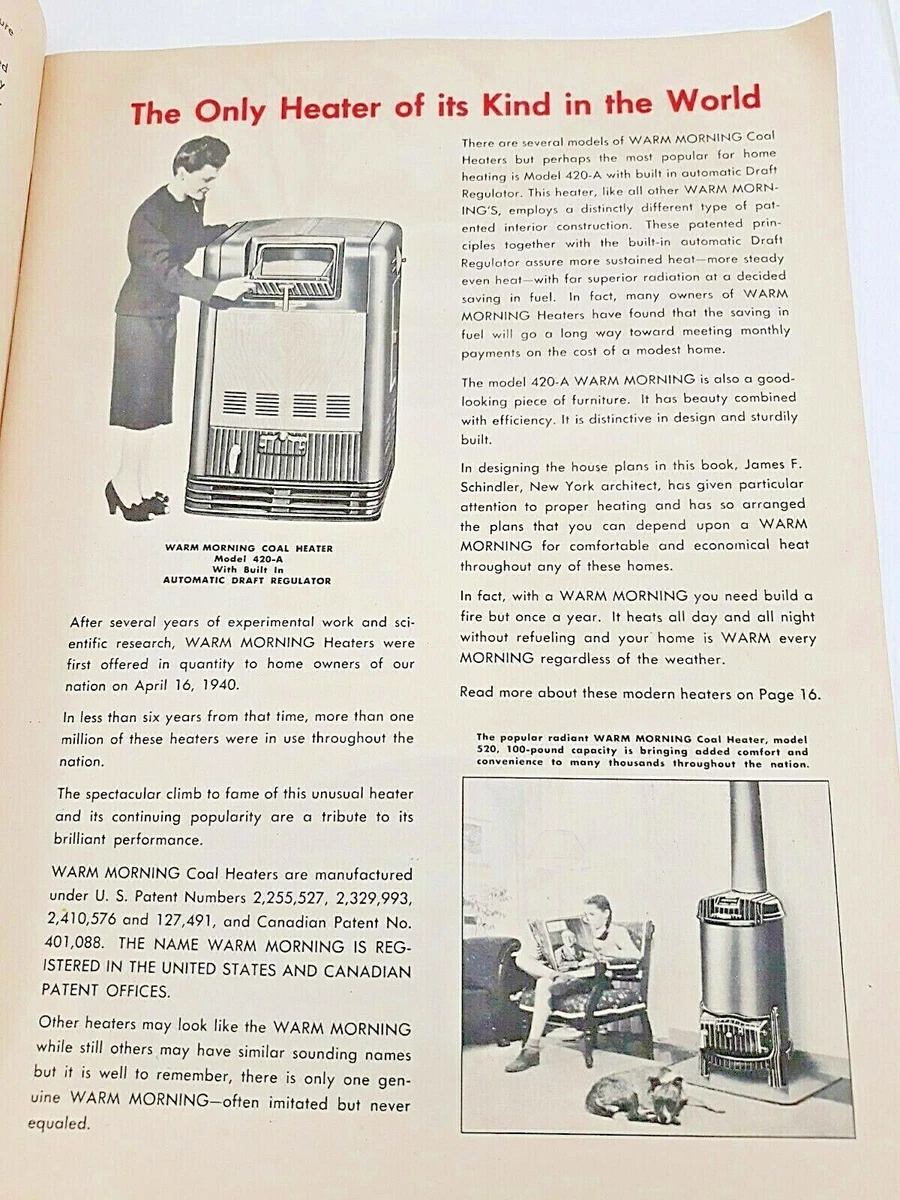 Vintage Warm Morning Coal u0026amp; Wood Stove Small Home Plan Book Locke Stove  Co. | eBay