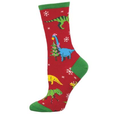 Socksmith Women's Crew Socks The First Christmas Holiday Dinosaur Cool Footwear