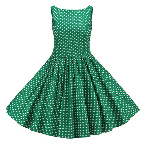 50s 60s Swing Retro Rockabilly Dress Polka Dot TEA Party Vintage Dress Cotton - Picture 25 of 50