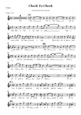 Cheek To Cheek Ella Fitztgerald Vocal F Big Band Chart Ebay