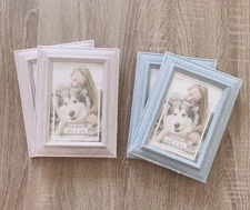 Photo Frame, Picture Frame, Wood, Light Colors, Modern, 4"X6", Pack 2 (#74722A)