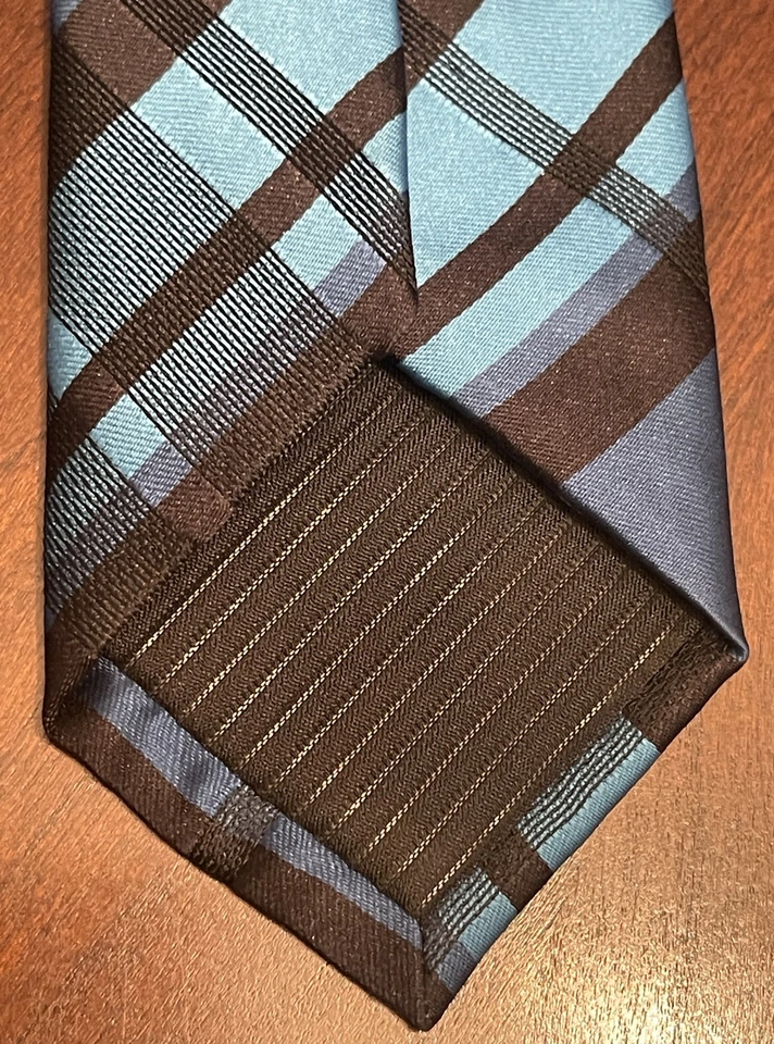 Corbata de cuello Alfani negra azul hecha a mano 100 % poliéster para hombre hecha en China Foto 2 de 4