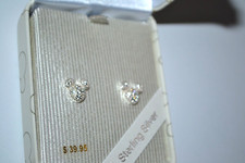 Sterling Silver Rhinestone Mickey Head Icon Post Earrings Disney Parks Jewelry