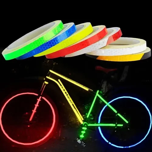 1cmx8m Bike Stickers Reflective Tape Fluorescent Bicycle Strips Cycling Tapes