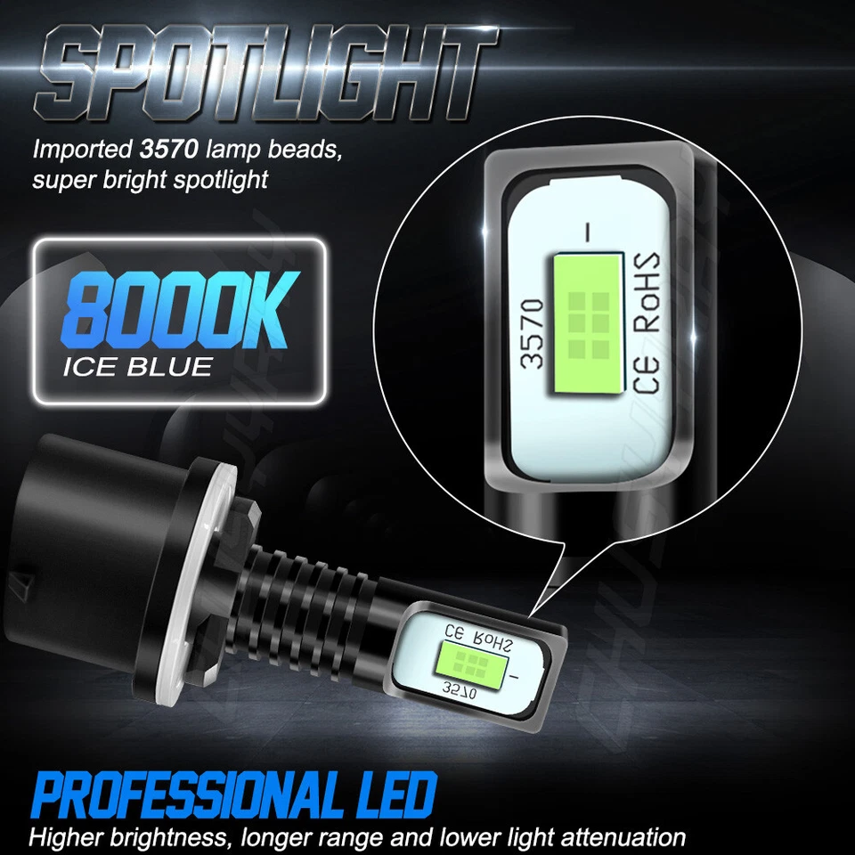 For Cadillac Escalade EXT 2002-2006 880 80W LED Fog Light Bulbs 8000K Bule Lamp - Image 3 of 4