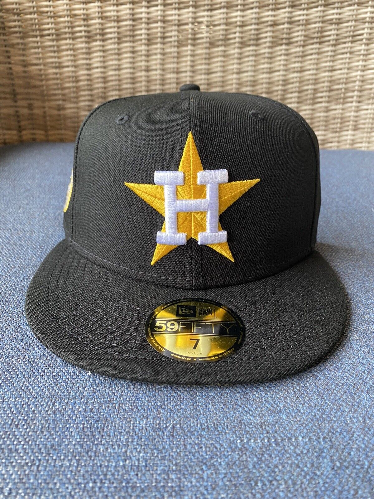 Orange Houston Astros Yellow Visor Red Bottom 1968 All Star Game Side Patch New Era 59FIFTY Fitted 71/2