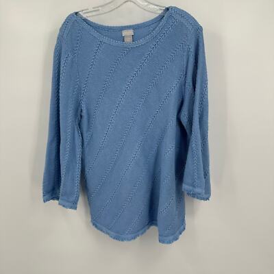 Chicos Womens Pullover Sweater Size US XL Blue Coastal Nautical
