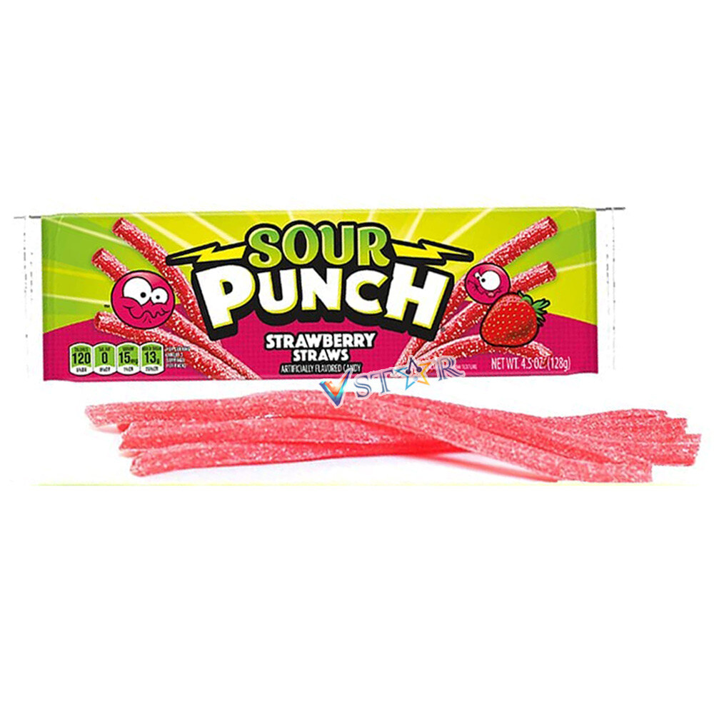 ChewzMe Fruit Chews Candy Straws - 30 Count Strawberry Blue Raspberry Watermelon Candy